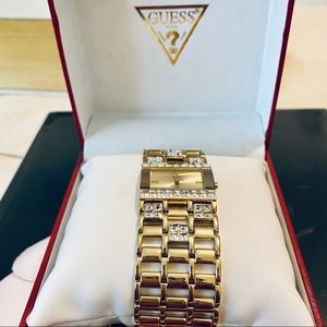 GUESS All Gold Dazzling Watch, Women's Crystal Gold-Tone Bracelet Watch